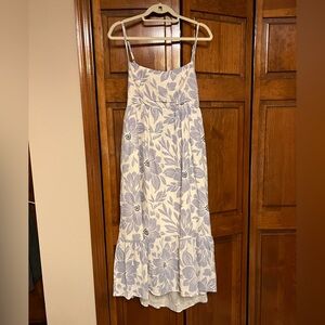 Floral Blue and White Women's Flowy Maxi Dress